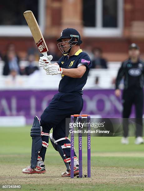 Jonathan Trott of Warwickshire bats during the Royal London one-day cup final between Warwickshire and Surrey at Lord's Cricket Ground on September...