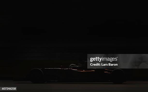 Sebastian Vettel of Germany driving the Scuderia Ferrari SF16-H Ferrari 059/5 turbo on track during qualifying for the Formula One Grand Prix of...