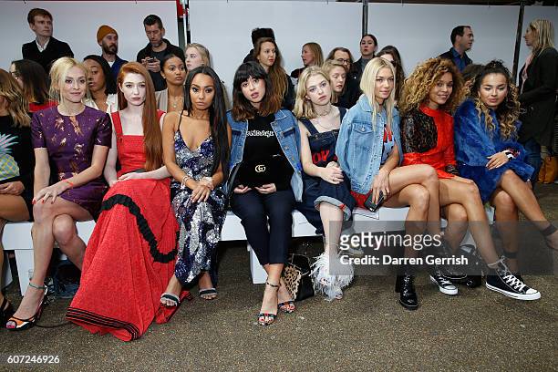 Fearne Cotton, Nicola Roberts, Leigh-Anne Pinnock, Foxes, Pixie Geldof, Jessica Hart, Izzy Bizu and Ella Eyre attend the House of Holland runway show...