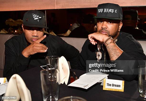 Lenny Santiago and The Dream attend the D'usse Dinner series at STK Atlanta on September 16, 2016 in Atlanta, Georgia.