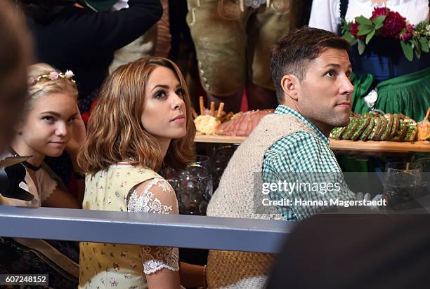 Vanessa Mai and Andreas Ferber during the opening of the 2016 Oktoberfest beer festival in the Schottenhamel tent at Theresienwiese on September 17,...