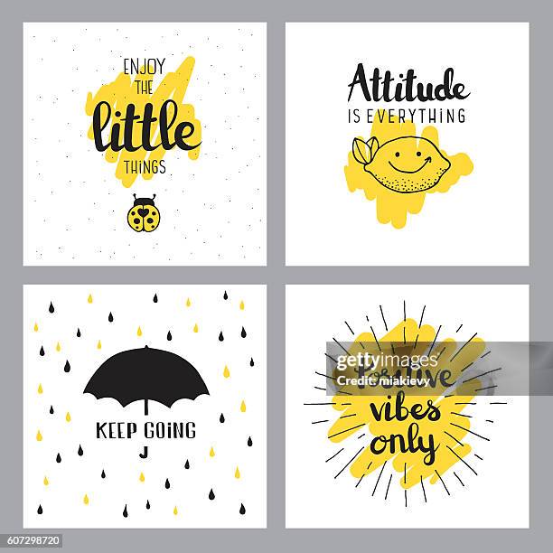 ilustrações, clipart, desenhos animados e ícones de citações alegres - expressar otimismo