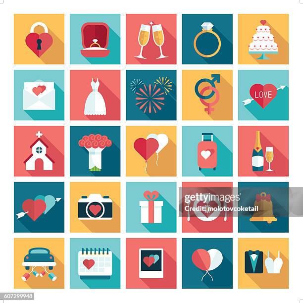 bridal icon set - wedding chapel stock illustrations