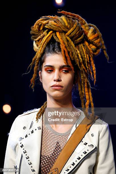 Hairdress detail at the runway at the Marc Jacobs show on September 15, 2016 in New York City.