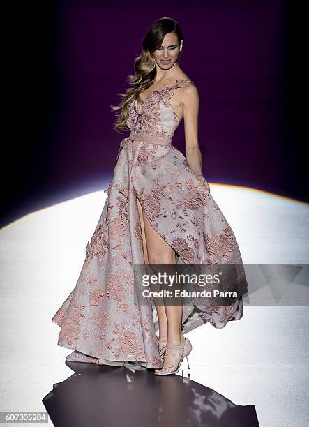 Actress Vanesa Romero showcases designs by Hannibal Laguna on the runway at the Hannibal Laguna show during Mercedes-Benz Fashion Week Madrid...