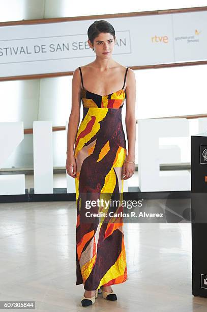 Actress Alba Galocha attends "El Hombre De las Mil Caras" photocall at the Kursaal Palace during 64th San Sebastian International Film Festival on...