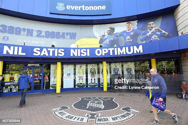 The Everton shop before the Premier League match between Everton and Middlesbrough at Goodison Park on September 17, 2016 in Liverpool, England.