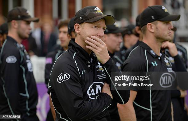 Gareth Batty of Surrey after Warwickshire won the Royal London one-day cup final cricket match between Warwickshire and Surrey at Lord's cricket...