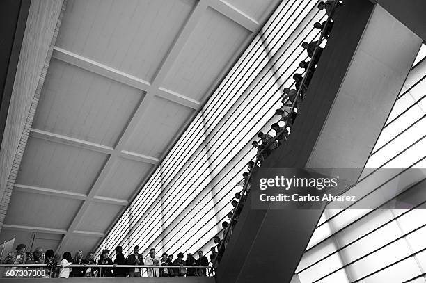 Detail of people waiting for 'El Hombre de Las Mil Caras' photocall during 64th San Sebastian Film Festival at Kursaal on September 17, 2016 in San...