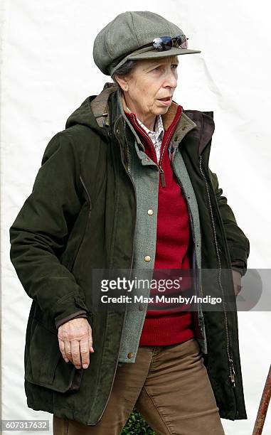 Princess Anne, The Princess Royal attends the Whatley Manor Horse Trials at Gatcombe Park on September 17, 2016 in Stroud, England. The Princess has...