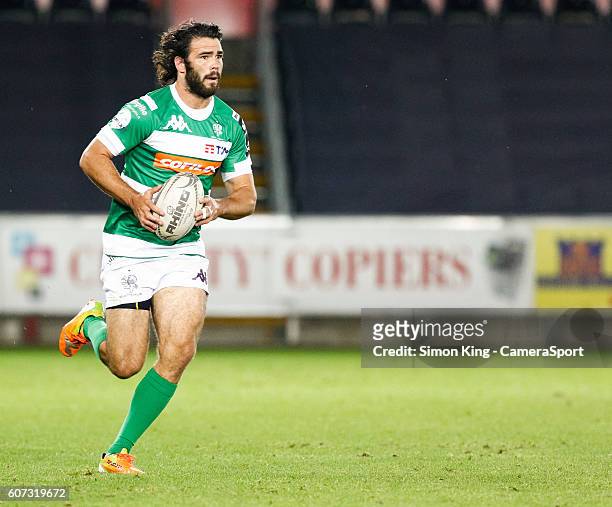 Luke McLean of Benetton Treviso during the Guinness PRO12 Round 3 match between Ospreys and Benetton Rugby Treviso at Liberty Stadium on September...