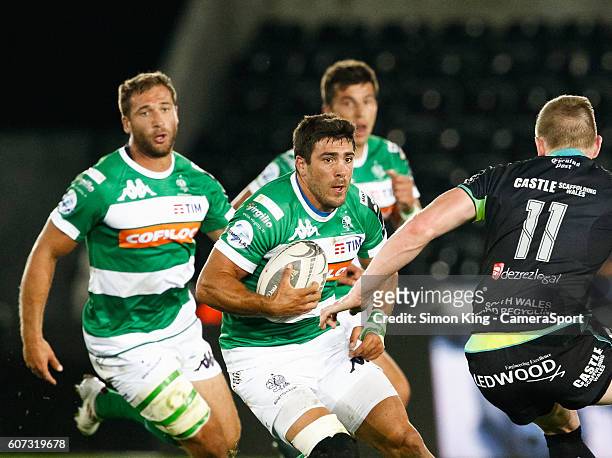 Edoardo Gori of Benetton Treviso in action during todays match during the Guinness PRO12 Round 3 match between Ospreys and Benetton Rugby Treviso at...