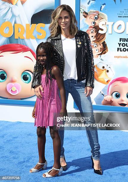 Trainer Jillian Michaels and daughter Lukensia Michaels Rhoades attend the Warner Bros Premiere "Storks", in Westwood, California, on September 17,...