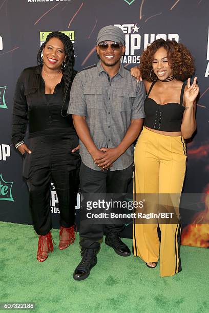 Heather Gardner, Sway Calloway, Tracy Garraud and attend the BET Hip Hop Awards 2016 Green Carpet at Cobb Energy Performing Arts Center on September...