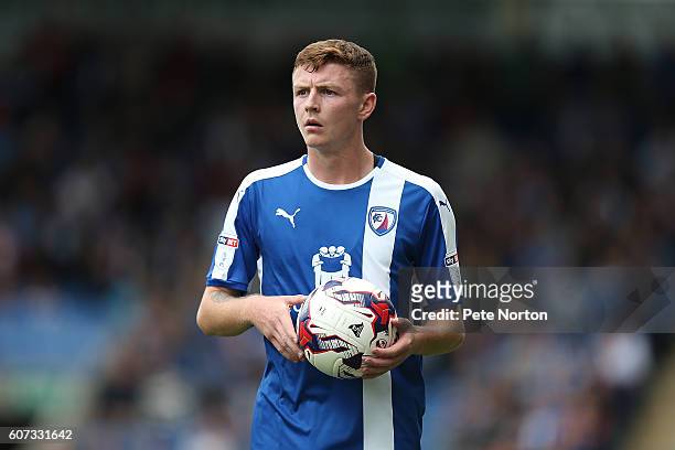 Dion Donohue of Chesterfield in action during the Sky Bet League One match between Chesterfield and Northampton Town at Proact Stadium on September...