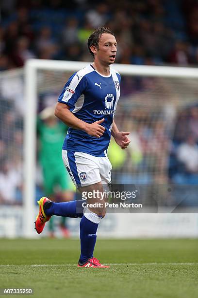 Kristian Dennis of Chesterfield in action during the Sky Bet League One match between Chesterfield and Northampton Town at Proact Stadium on...