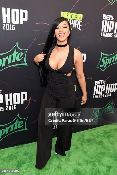 Cardi B attends the BET Hip Hop Awards 2016 Green Carpet at Cobb Energy Performing Arts Center on September 17, 2016 in Atlanta, Georgia.