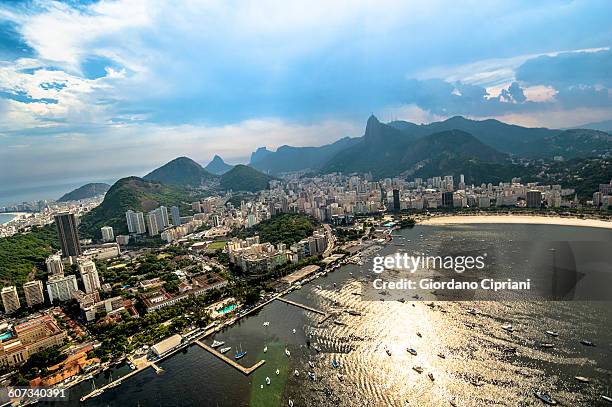 aerial view of dotafogo aerea. - botafogo brazil stock pictures, royalty-free photos & images