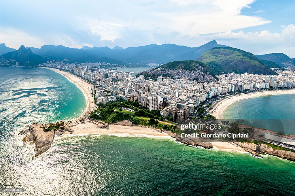 Aerial view of Arpoador in Rio de Janeiro.