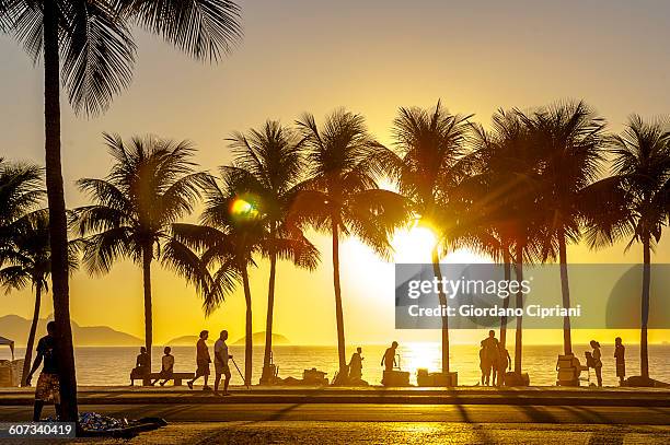 sunset view on copacabana, rio de janeiro. - copacabana beach stock pictures, royalty-free photos & images