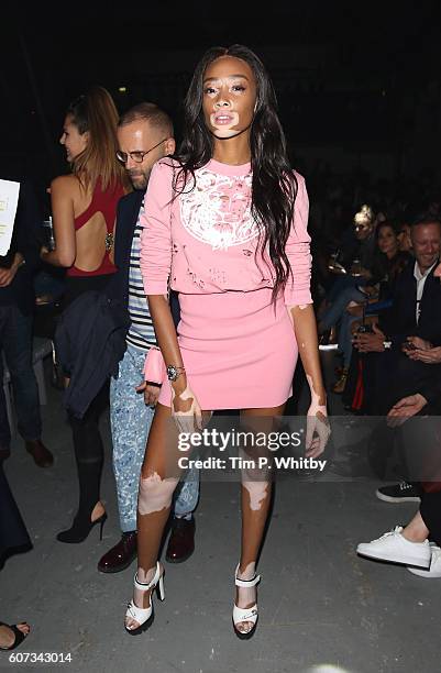 Winnie Harlow attends the Verses show during London Fashion Week Spring/Summer collections 2017 on September 17, 2016 in London, United Kingdom.