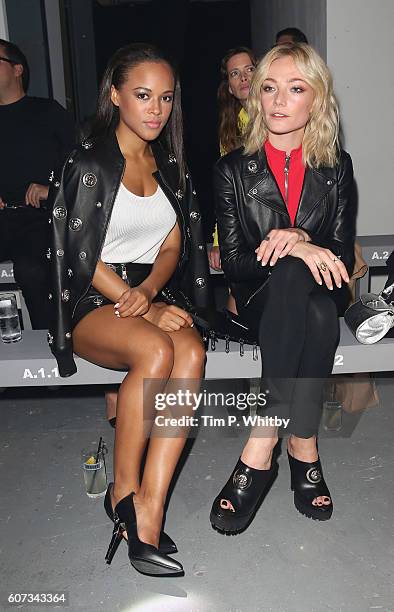 Serayah Mcneill and Clara Paget attend the Verses show during London Fashion Week Spring/Summer collections 2017 on September 17, 2016 in London,...