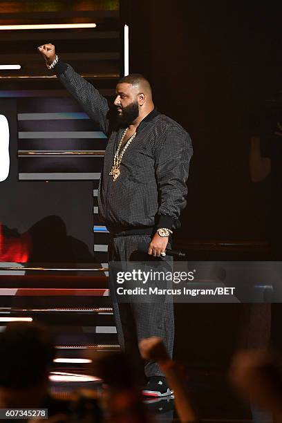 Khaled performs onstage during the 2016 BET Hip Hop Awards at Cobb Energy Performing Arts Center on September 17, 2016 in Atlanta, Georgia.