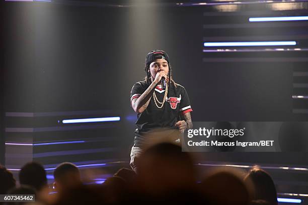 Young M.A performs onstage during the 2016 BET Hip Hop Awards at Cobb Energy Performing Arts Center on September 17, 2016 in Atlanta, Georgia.