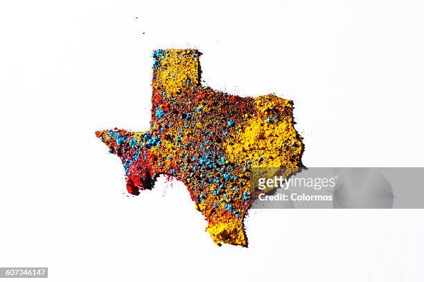 map of texas, usa with colored powder - texas map ストックフォトと画像