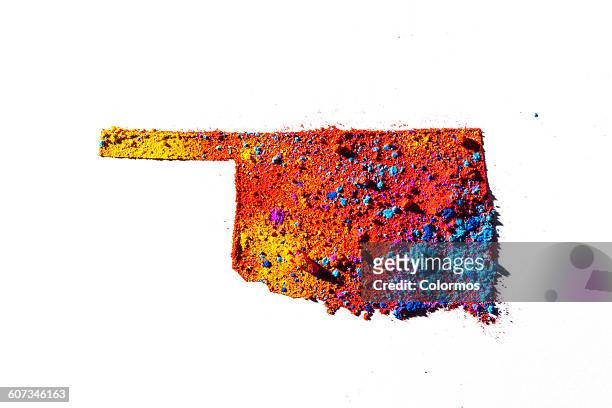 map of oklahoma, usa with colored powder - oklahoma stock pictures, royalty-free photos & images