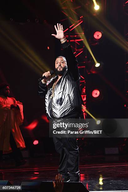 Khaled performs onstage during the 2016 BET Hip Hop Awards at Cobb Energy Performing Arts Center on September 17, 2016 in Atlanta, Georgia.