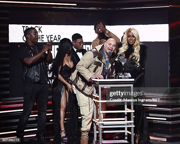 Fat Joe and Remy Ma accept an award onstage during the 2016 BET Hip Hop Awards at Cobb Energy Performing Arts Center on September 17, 2016 in...