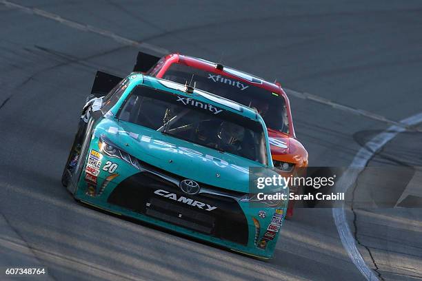 Erik Jones, driver of the Hisense Toyota, races during the NASCAR XFINITY Series Drive for Safety 300 at Chicagoland Speedway on September 17, 2016...