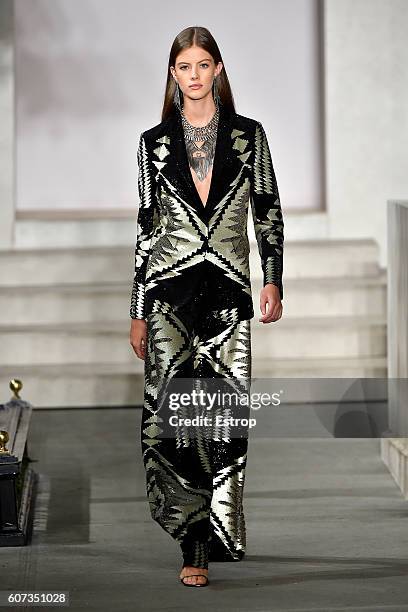 Models walks the runway at the Ralph Lauren show at Skylight Clarkson Sq on September 14, 2016 in New York City.