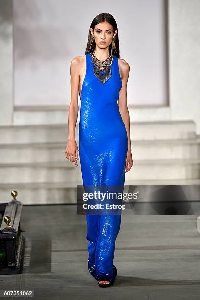 Models walks the runway at the Ralph Lauren show at Skylight Clarkson Sq on September 14, 2016 in New York City.