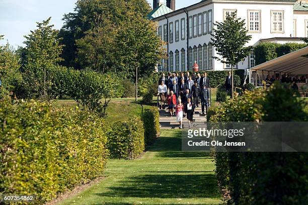 Queen Margrethe as special guide in her new garden section for memeber of the Government, MP's and donorws during the Queen's inauguration...