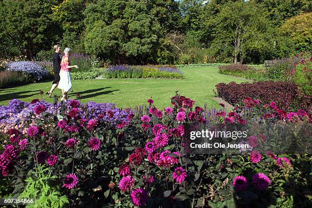 Queen Margrethe as special guide in her new garden section for memeber of the Government, MP's and donorws during the Queen's inauguration...