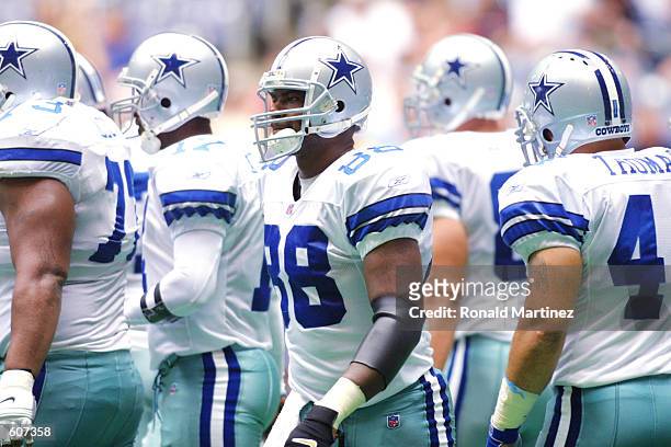 Jackie Harris of the Dallas Cowboys walks onto the field during the game against the Tampa Bay Buccaneers at Texas Stadium in Irving, Texas. Tampa...