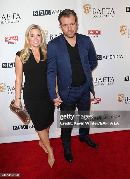 Actor Max Beesley and Jennifer Beesley attend the BBC America BAFTA Los Angeles TV Tea Party 2016 at The London Hotel on September 17, 2016 in West...