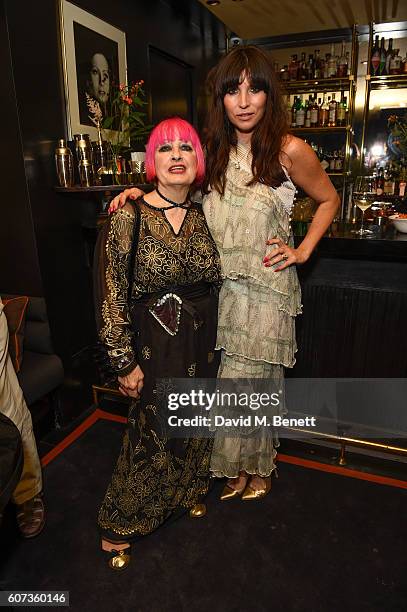 Zandra Rhodes and Guest attends the launch of model Pat Cleveland's new book "Walking With The Muses" at Blakes Below on September 17, 2016 in...