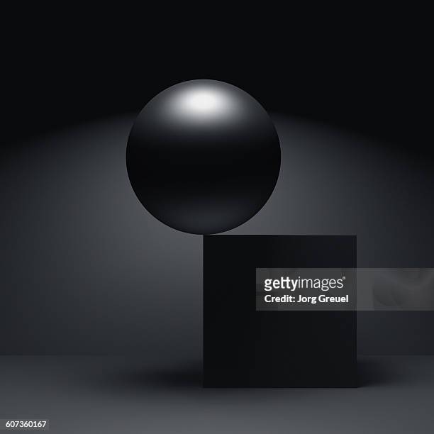 sphere and cube - black cube stock illustrations