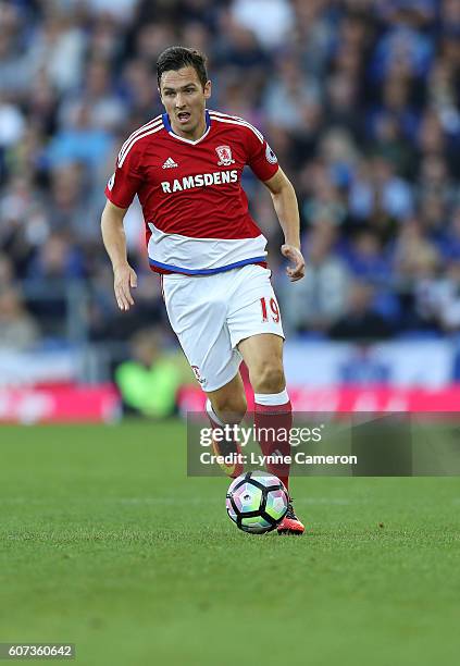 Stewart Downing of Middlesbrough during the Premier League match between Everton and Middlesbrough at Goodison Park on September 17, 2016 in...