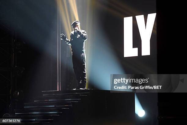 Performs onstage during the 2016 BET Hip Hop Awards at Cobb Energy Performing Arts Center on September 17, 2016 in Atlanta, Georgia.