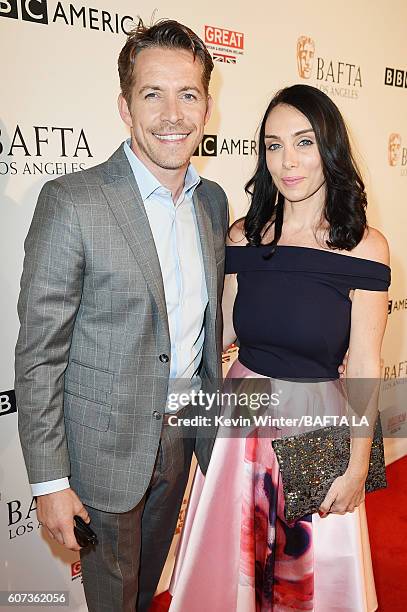 Actor Sean Maguire and Tanya Flynn attend the BBC America BAFTA Los Angeles TV Tea Party 2016 at The London Hotel on September 17, 2016 in West...