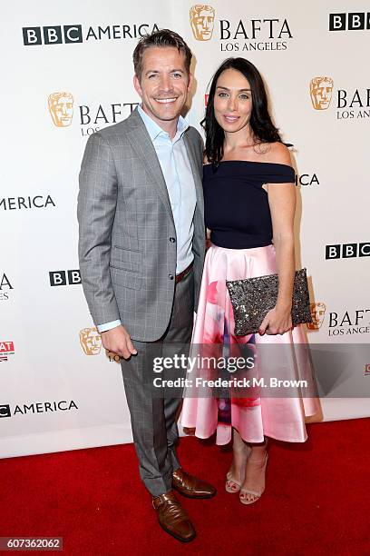 Actor Sean Maguire and Tanya Flynn attend the BBC America BAFTA Los Angeles TV Tea Party 2016 at The London Hotel on September 17, 2016 in West...