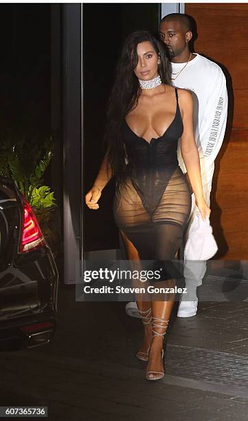 Kim Kardashian and Kanye West are sighted on Miami Beach on September 17, 2016 in Miami Beach, Florida.