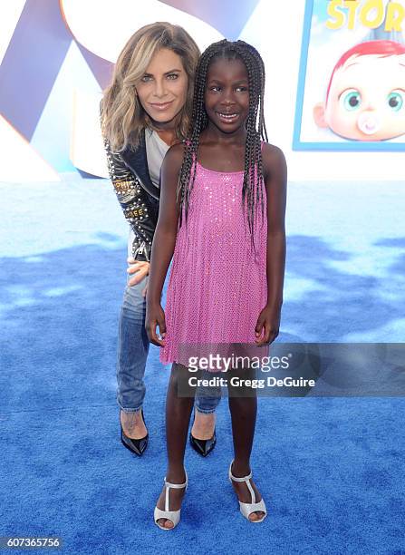 Jillian Michaels and daughter Lukensia Michaels Rhoades arrive at the premiere of Warner Bros. Pictures' "Storks" at Regency Village Theatre on...