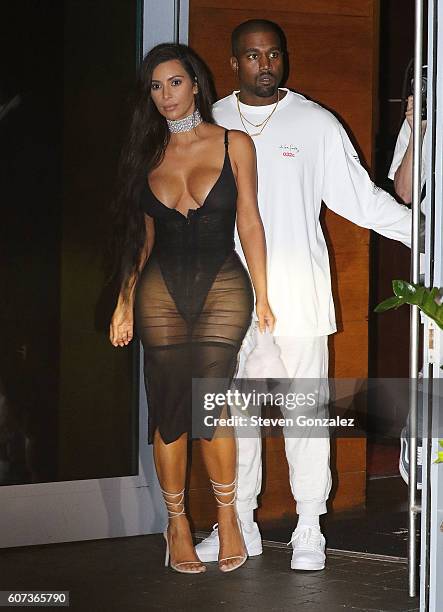 Kim Kardashian and Kanye West are sighted on Miami Beach on September 17, 2016 in Miami Beach, Florida.