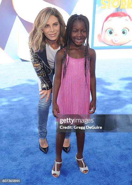 Jillian Michaels and daughter Lukensia Michaels Rhoades arrive at the premiere of Warner Bros. Pictures' "Storks" at Regency Village Theatre on...