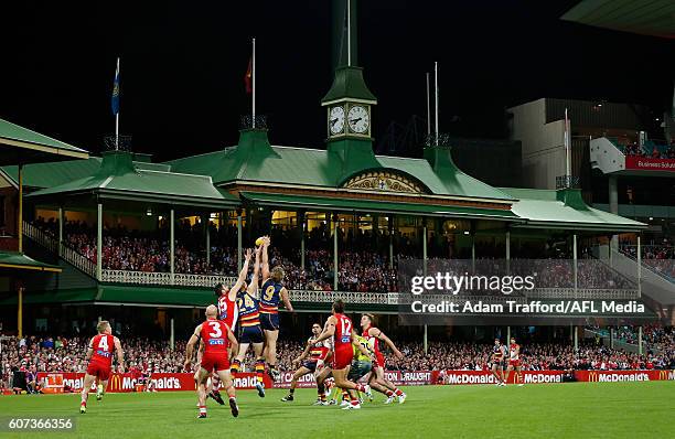 General view during the 2016 AFL First Semi Final match between the Sydney Swans and the Adelaide Crows at the Sydney Cricket Ground on September 17,...